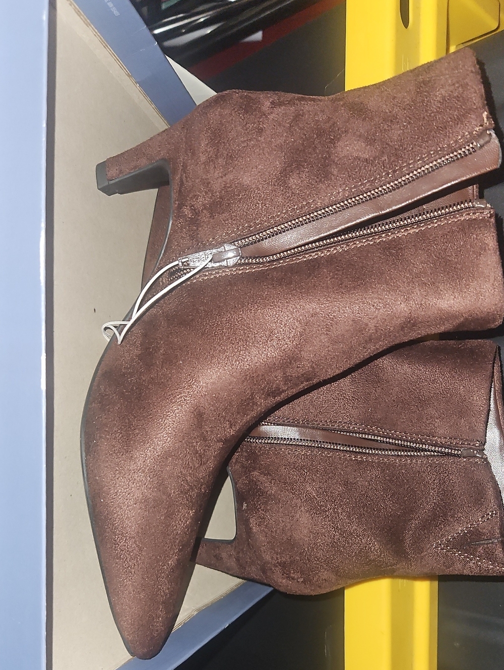 Universal Thread Chocolate Brown Suede Ankle Booties with Side Zip